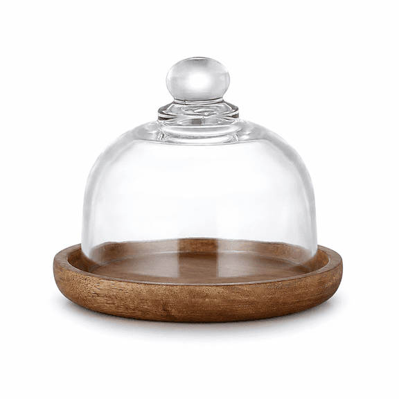 Mini Cake Stand with Glass Dome, 4.13 in Dessert Display Tray for Macarons, Cupcakes, Pastry, Table Setting and Home Decor