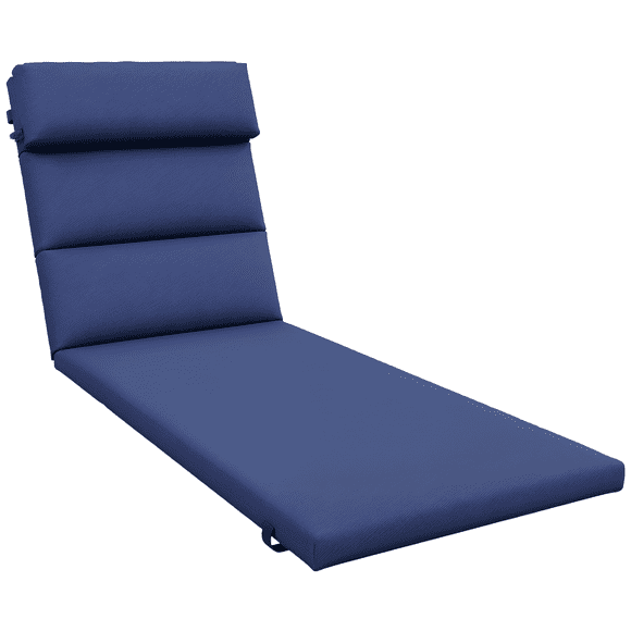 Outsunny Outdoor Lounge Chair Cushion with Back Ties, Dark Blue