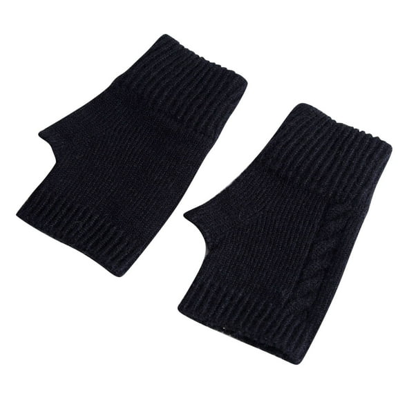 WREESH Women's Fingerless Winter Knitted Warm Gloves Half Finger Open Finger Arm Covers for Comfort and Warmth Black
