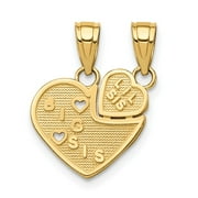 VSIRIUS 10K BIG SIS Lil SIS Break-Apart Heart Charm Q10C976