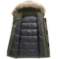 thumbnail image 4 of Mens Hooded Jackets Faux-Fur Collar Front Zipper Button Down Stand Collar Color Block Warm Winter Outwear With Pockets (3XL, Army Green), 4 of 6