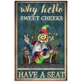 thumbnail image 1 of Retro Vintage Metal Tin Sign Hippie Gnome Why Hello Sweet Cheeks Have A Seat Sign Poster for Home Garden Kitchen Bar Cafe Restaurant Garage Wall Decor 12x8 Inch, 1 of 4