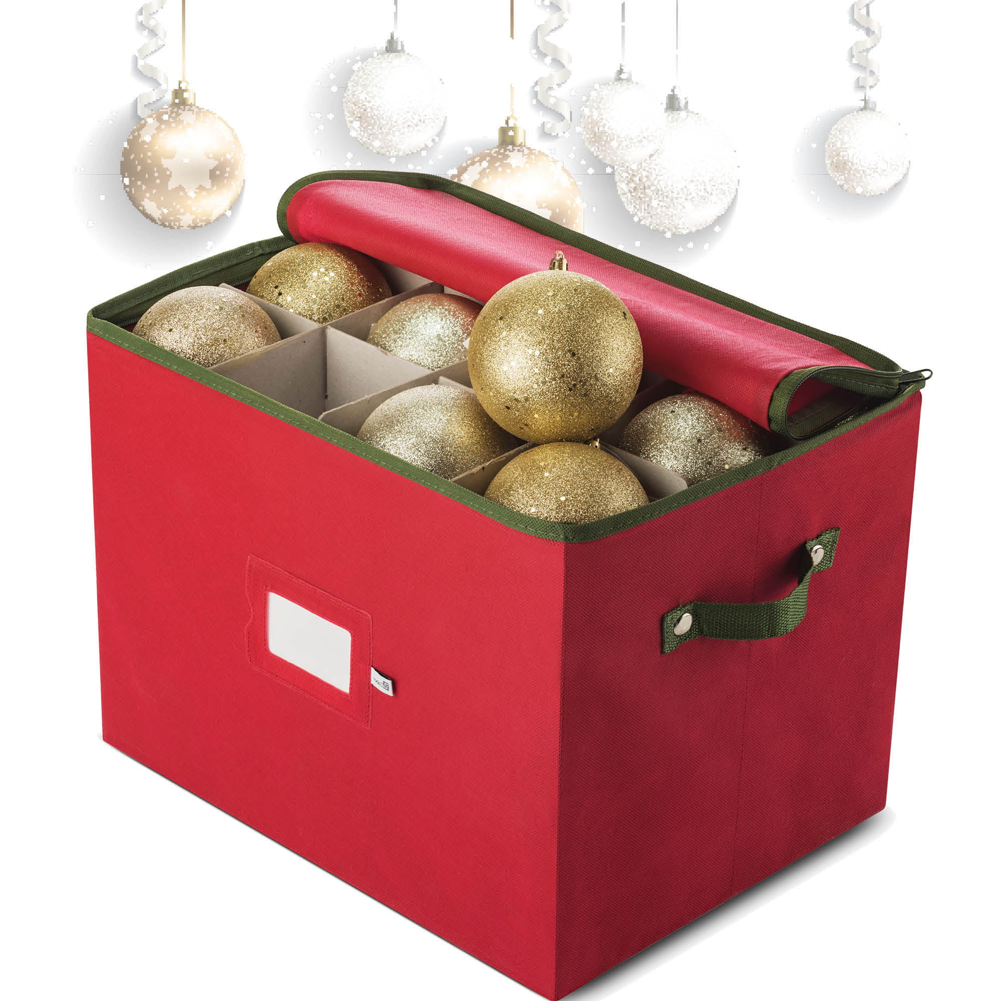 Christmas Ornament Storage Box Winter Snowflake Design Home Indoor Organizer 