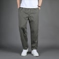 thumbnail image 2 of SWSMCLT Men's Cargo Casual Pants Work Utility Pants Long Trousers Cotton Straight Leg Summer Elastic Waist Army Green 46, 2 of 4