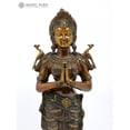 thumbnail image 2 of 30" Namaste (Welcome) Lady Brass Sculpture | Handmade | Made in India, 2 of 4