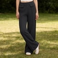 thumbnail image 6 of VEKDONE Women's Stretchy Wide Leg Pant High Waist Straight Sports Traousers Summer Loose Fit Comfy Yoga Pants with Pockets Outdoor Running Joggers Pants Black XXL, 6 of 7