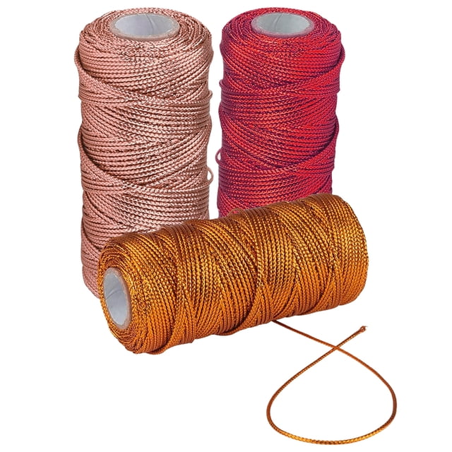 Rolls Metallic Elastic Cords Stretch Cord Ribbon Metallic Tinsel Cord Rope for Craft Making Gift Wrapping (1.5mm*100m/Roll)