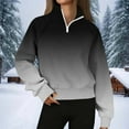 thumbnail image 2 of XFLWAM Womens Quarter Zipper Sweatshirts Color Block Long Sleeve Pullover Tops Casual Loose Fit Cropped Sweat Shirts, 2 of 6