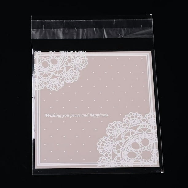 Bolsas rosas genéricas para dulces, rectangulares, de celofán OPP, 13,6 x 9,7 cm, 95-100 unidades, ideales para celebraciones y aniversarios.