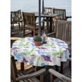thumbnail image 2 of Outdoor Tablecloth with Umbrella Hole for Patio/Picnic/Party/Camping, Cartoon Dinosaur Waterproof Table Cloth Round Cover Washable, Watercolor Green Blue Dino Grey Plaid (Dia 54"), 2 of 8