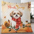 thumbnail image 4 of Happy Thanksgiving Shih Tzu with Turkey Pumpkins Autumn Vibes Quilt Blanket Lion Dog Lover Gifts Cozy Comforter Throw Blanket - 12018, 4 of 5