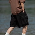 thumbnail image 7 of CAIVO Men's Cargo Shorts Casual Elastic Waist Relaxed Fit Knee Length Pure Color Lightweight Hiking Workwear Father's Day Outdoor Bottoms With Pockets, 7 of 7