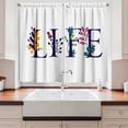 thumbnail image 2 of Ambesonne Floral Kitchen Curtains, Life Lettering Flowers Art, 55"x39", Navy Blue Orange and Hot Pink, 2 of 3