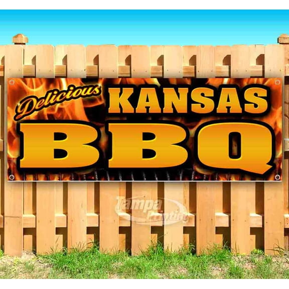 Kansas BBQ 13 oz Vinyl Banner With Metal Grommets