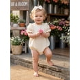 thumbnail image 4 of Cenuakty 3M 6M 12M 18M Infant Baby Girl Outfit Puff Short Sleeve Crew Neck Solid Color Romper with Bow Headband Set, 4 of 9