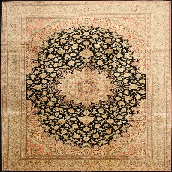 Ahgly Company Indoor Square Traditional Saddle Brown Medallion Area Rugs, 7' Square