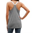 thumbnail image 4 of Camiseta sin mangas para mujer, cuello en U, tirantes cruzados en la espalda, ajuste holgado, Color puro, chaleco sin mangas de verano, 4 of 6