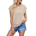 thumbnail image 2 of Womens Shirts Blouse Women's Fashion Casual Wave Stripe Loose Short Sleeve T-Shirt Vest Top, 2 of 6