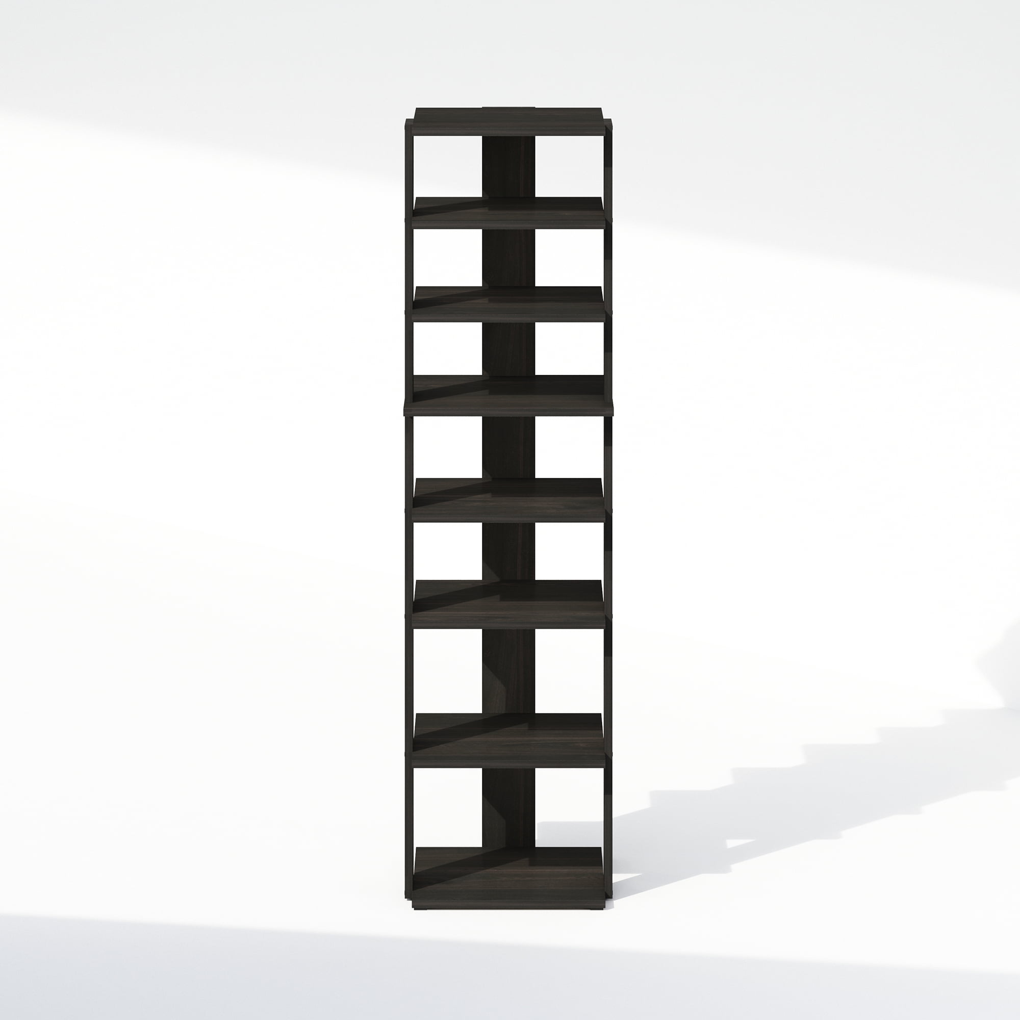 Furinno Compact 8-Tier Vertical Space Saving Free Standing Corner Shelf, Display Rack, Espresso