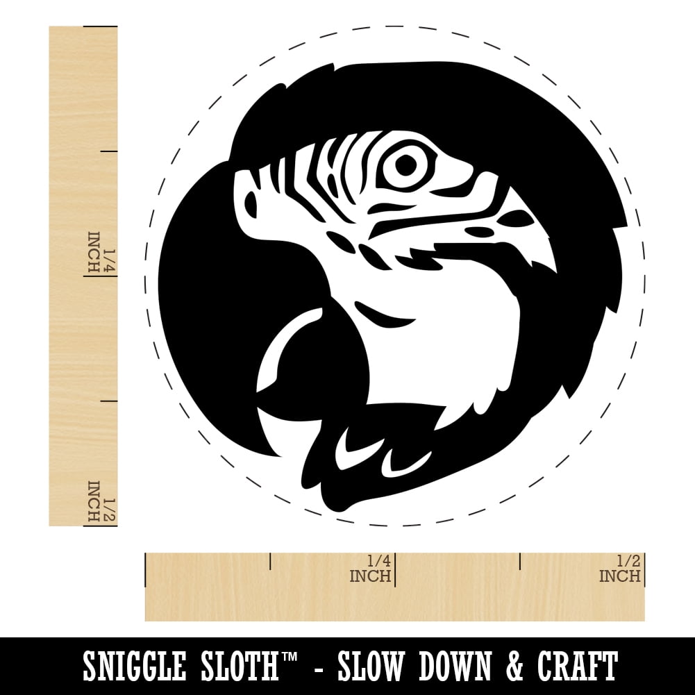 Macaw Parrot Bird Head Self-Inking Rubber Stamp Ink Stamper - Black Ink - Mini 1/2 Inch