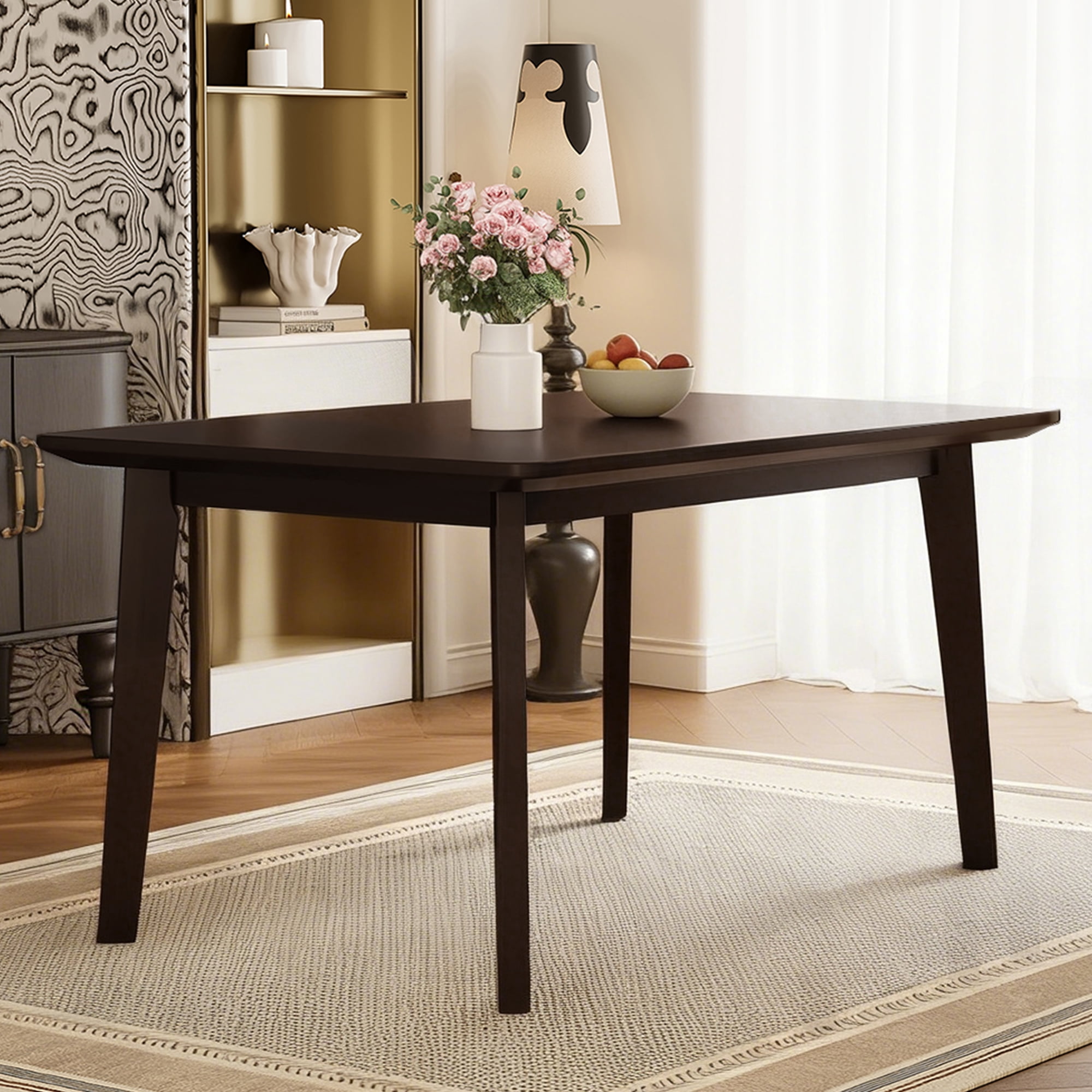 Euroco 47" Farmhouse Dining Table for 4,Wooden Rectangular Kitchen Table with Wood Frame for Dining Room,Kitchen Living Room,Espresso