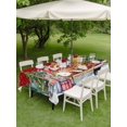 thumbnail image 3 of Outdoor Tablecloth with Umbrella Hole and Zipper, Christmas Rectangle Table Cloth 60x84 Inch Waterproof Tablecloth, Winter Xmas Tree Gingerbread Dogs Red Truck Red Picnic Table Cover for Patio, 3 of 7