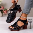 thumbnail image 3 of Vibrex Heeled Sandals for Women Slip On Block Heel Dressy Summer Open Toe High Heel Vacation Beach Slides Sandals Casual Summer Solid Color Sandals, 3 of 9
