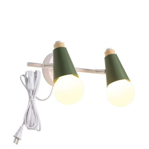 FSLIVING 2-Head Adjustable Wall Sconces with Plug-in Button Switch Cord