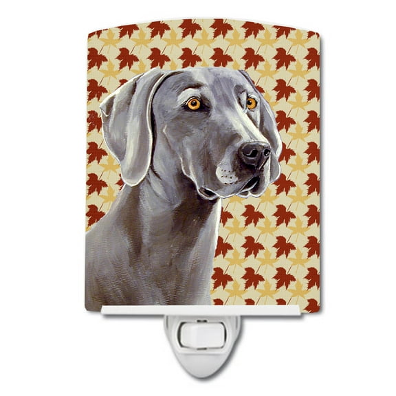 Caroline's Treasures LH9116CNL Weimaraner Fall Leaves Portrait Ceramic Night Light, 6x4x3", multicolor