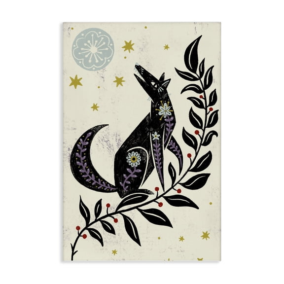 Stupell Industries Bohemian Howling Winter Wolf Canvas Art, 16 x 24, by Hannah Moren