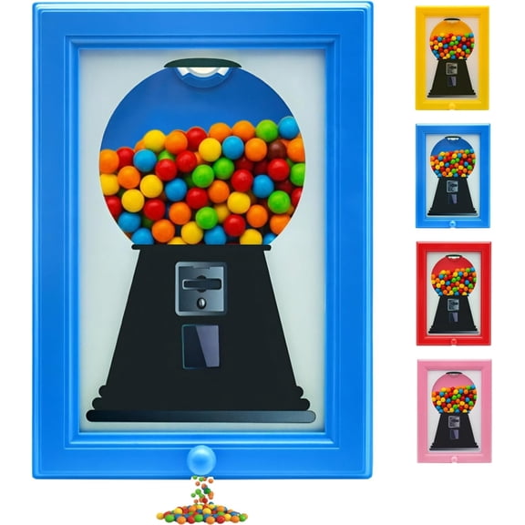 Vintage Candy Dispenser Picture Frame, Wall Mount Gumball Machine, Retro Spinner for Snacks, Fun Art Display for Kitchen, Game Room