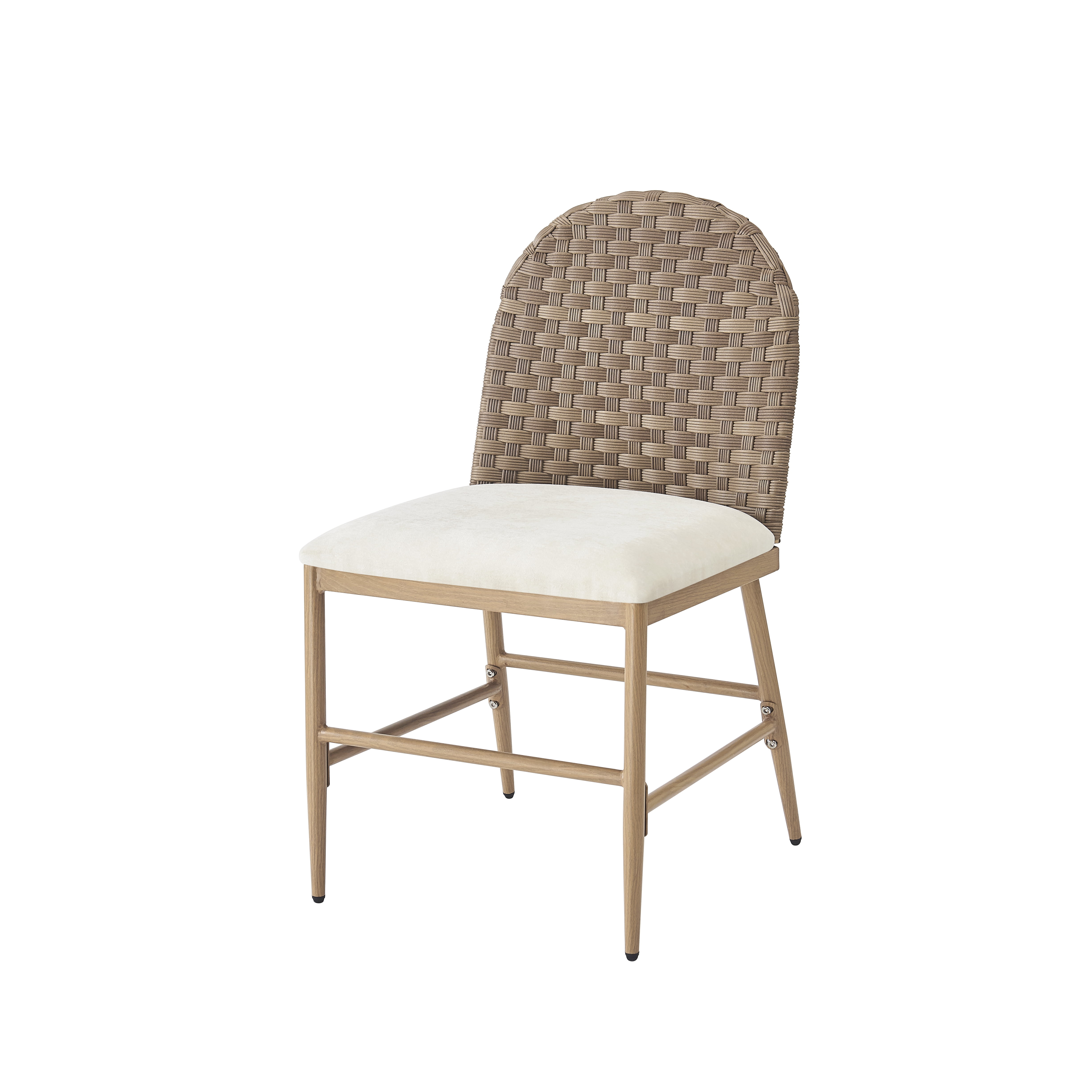 Euroco 33"H Upholstered Dining Chairs Set of 2, Farmhouse Kitchen Chairs with Rattan Backrest and Iron Frame,Armless Side Chairs for Living Room, Dining Room,Restaurant, Brown