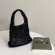 thumbnail image 4 of Bolso de mano mini para mujer, de algodón, tejido a crochet, con asa superior, cordón ajustable, para playa, de red de pesca, 4 of 6