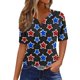 thumbnail image 1 of Blusas de Verano de las Mujeres Casual Gradiente Manga Corta V-Cuello Superior, Ligera Imitación de Tela de Estante para la Primavera Y el Verano Diario Y de Fiesta, 1 of 8