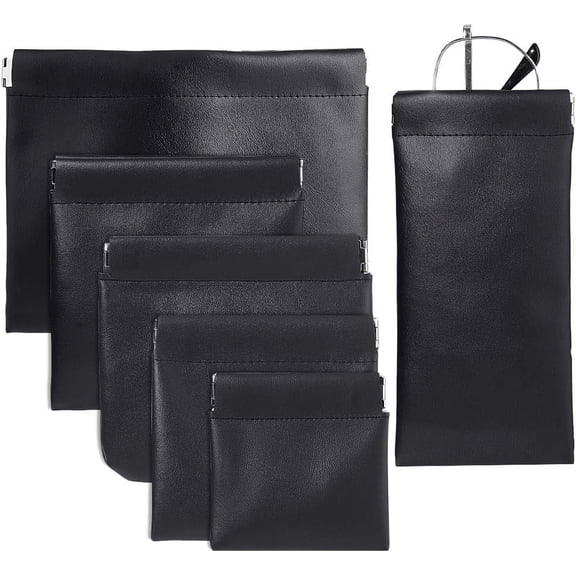 6 Sizes Leather Squeeze Coin Purse 6pcs Black Change Holder Mini Coin Pouch Jewelry Pouch Sunglasses Pouch Jewelry Ring Pouch Travel Bag for Men/Women Wedding Anniversary Christmas 1set