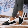 thumbnail image 5 of Family Gifts Womens Loafers Shoes Fashion Low Heel Slip on Shoes Women's Fashion Casual Winter Thick-Soled Plus Velvet Thickened Warm Shoes Casual Flat Shoes Black 42, 5 of 9