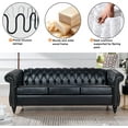 thumbnail image 6 of Chesterfield Sofas for Living Room, Rolled Arm 3-Seater Leather 84" Large Couch Deep Button Nailhead Tufted Black Upholstered Couches for Bedroom, Office Apartment (Black), 6 of 8
