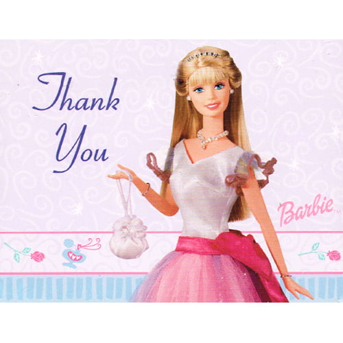 Bemyndige På forhånd Ung Barbie 'Enchanting' Thank You Notes w/ Env. (8ct) - Walmart.com
