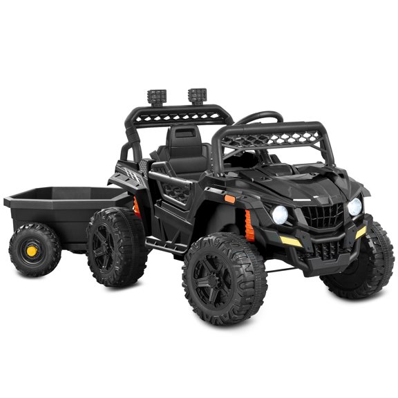 Best Choice Products Kids 12V Electric Ride-On UTV and Trailer w/ Parent Remote Control, LED Lights - Black