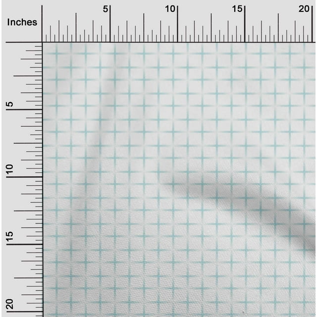 oneOone Cotton Flex Sky Blue Fabric Geometric Check Sewing Material Print Fabric by The Yard 40 Inch Wide