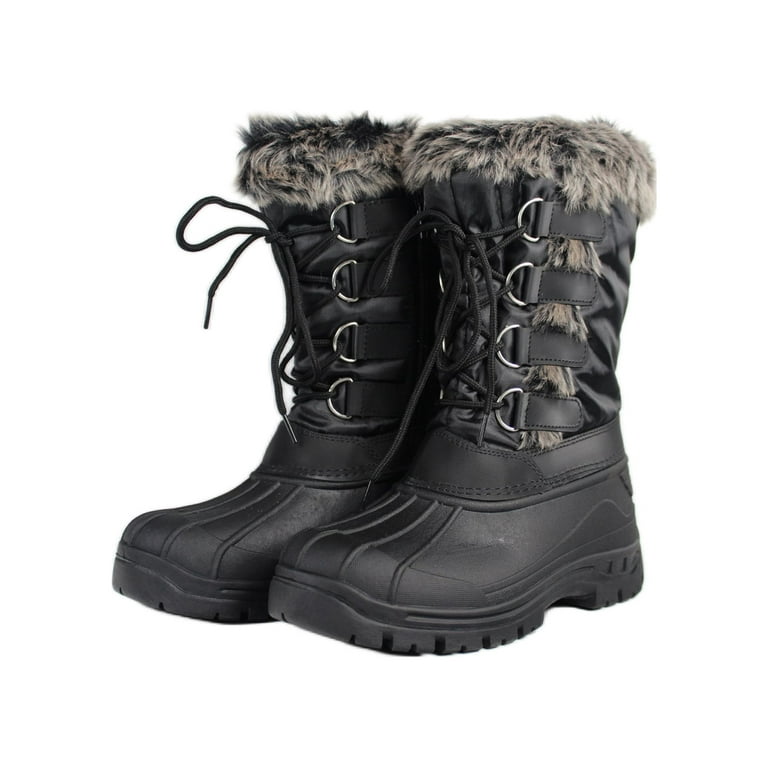 Waterproof Insulated Women's Mid-Calf Snow Boots with Soft Rubber