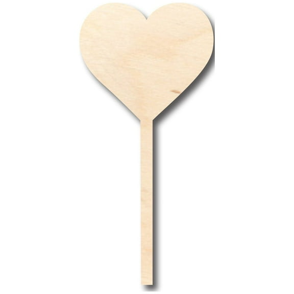 Unfinished Wood Heart Stick Lolipop Shape - Craft - up to 46" DIY 3" / 1/2"