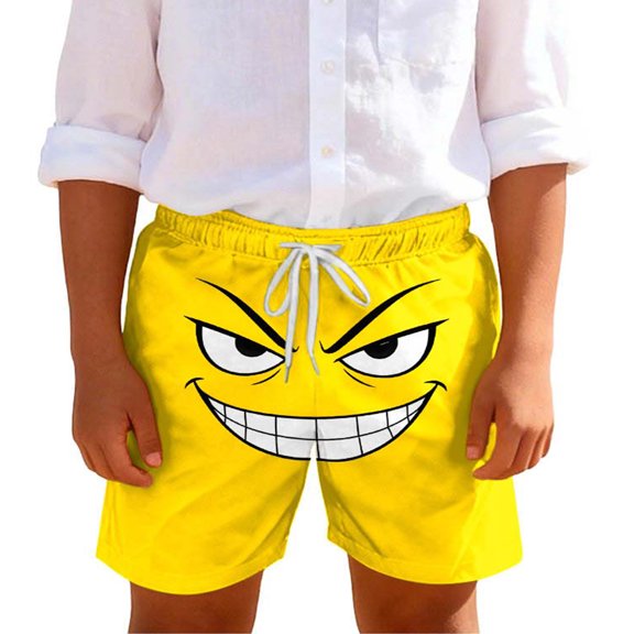 LEKWK Swim Trunks for Boys Anime Eyes Print Boardshorts Elastic Waist Drawstring Beach Shorts Quick Dry Pockets Summer Vacation Swimming Wear
