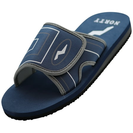 

NORTY Mens Adjustable Slide Sandals Adult Male Footbed Sandals Blue Grey