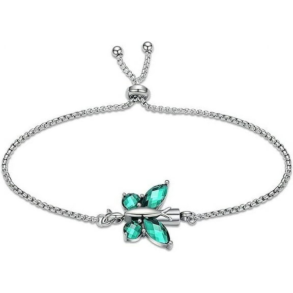 Crystal Butterfly Cremation Bracelet for Ashes for Women Stainless Steel Pendant Birthstone Crystal Cremation Bracelet for Women