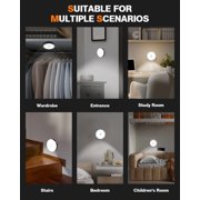 AikTryee Motion Sensor Puck Lights, Magnet Stick-on Light, 3 Modes & Dimmable, Wireless LED Night Light for Closet Stairs Kitchen Hallway Bedroom(White Light)