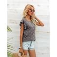 thumbnail image 4 of CALIPESSA Womens Summer Polka Dot Short Sleeve Tunic Tops Loose Fit Casual Round Neck T-Shirt, 4 of 5