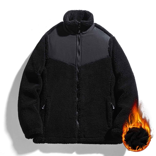 Puntoco Chaquetas De Abrigo Informales De Color Sólido Con Cremallera Y Bolsillo Con Cuello Vuelto, Manga Larga Y Sin Capucha Para Hombre