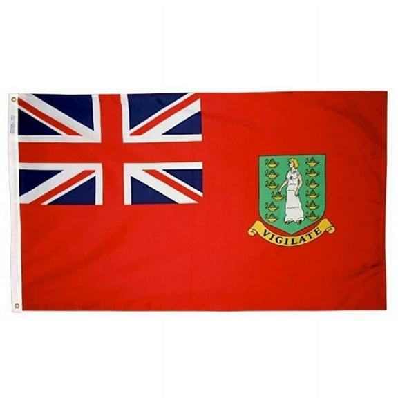 Annin Flagmakers 221284 2 ft. X 3 ft. Nyl-Glo British Virgin Islands Flag with Red Background
