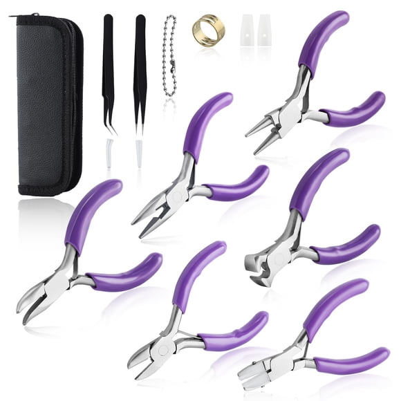 SPEEDWOX 6 Pcs Mini Pinces à Bijoux Ensemble de Pinces 3 Pouces Ensemble de Pinces Double Nylon Pince à Mâchoire Plate Pince à Nez Ronde Pince à Bout Coupant Pince à Long Nez avec Découpe